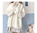 Romildi new sweet cute girl knitting sweater lazy college style loose sleeve Harajuku girl JK uniform sweater coat s ~ 2XL