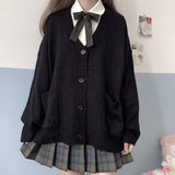 Romildi new sweet cute girl knitting sweater lazy college style loose sleeve Harajuku girl JK uniform sweater coat s ~ 2XL