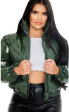 Romildi New Crop Bubble Puffer Winter Jacket Coats Faux Patent Leather Warm Long Sleeve Women Outerwear Zipper Casual Solid Parkas