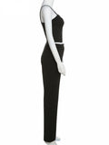 Romildi Office Lady Black Pant Suits Tracksuit Women Strap Corset Crop Tops And High Waist Pants Two Piece Set Urban Outfits