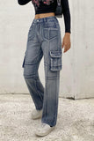 Romildi Vintage Jeans woman Low Waisted Pockets Trousers Baggy Casual  women Denim Cargo Pants Women Straight Hot Korean Jeans 90s