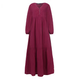 Romildi Bohemian Shirt Dress Women's Maxi Sundress  Spring Elegant Casual V Neck Ruflle Vestido Female Long Sleeve Tunic Robe